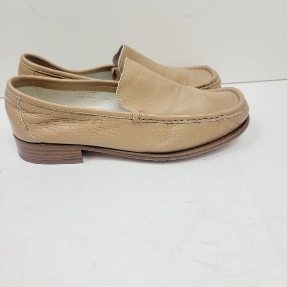 Vintage Coach Made in Italy Soft Beige Leather Loafer Flar Size 7.5 - Picture 3 of 9